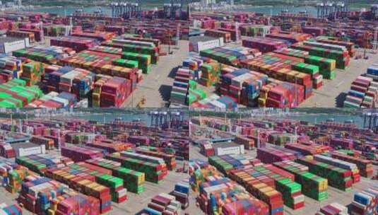 深圳盐田港码头集装箱特写右环绕高清在线视频素材下载
