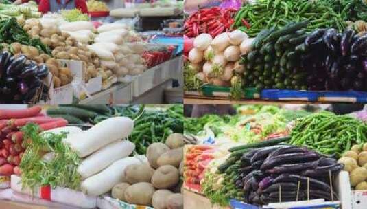 菜市场农贸市场菜品特写4K高清在线视频素材下载
