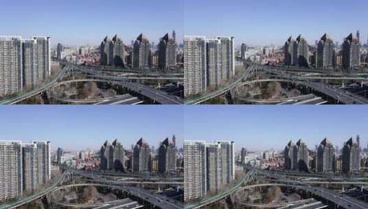4K实拍济南燕山立交桥城市道路交通高峰期高清在线视频素材下载