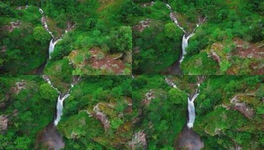 航拍森林瀑布 瀑布高清在线视频素材下载