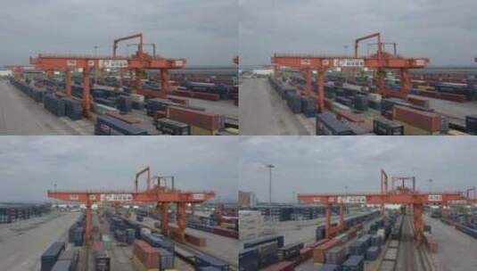 集装箱货运码头航拍高清在线视频素材下载