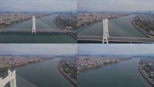 航拍广东潮州大桥建筑景观高清在线视频素材下载