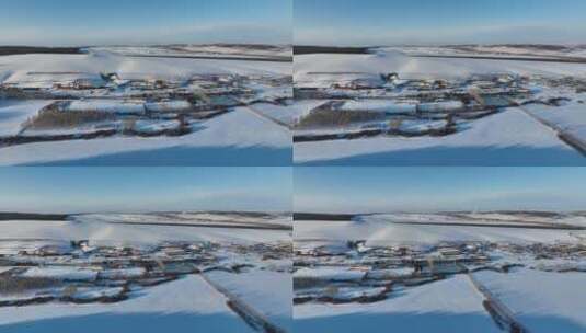 北方雪域山村乡村农场冬天雪景高清在线视频素材下载