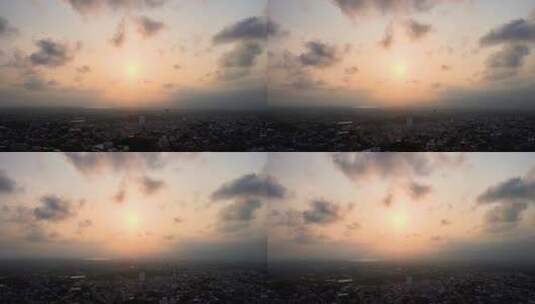 海南省万宁市城市平流云航拍风景高清在线视频素材下载
