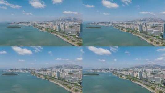 青岛西海岸航拍全景唐岛湾风光高清在线视频素材下载