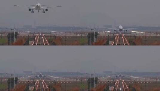 飞机降落深圳机场北视频高清在线视频素材下载