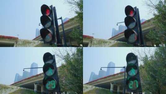 路口人行横道红绿灯交通灯高清在线视频素材下载