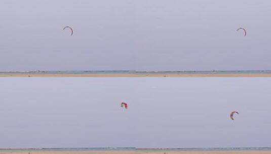 在海滩风筝冲浪的人高清在线视频素材下载