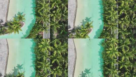 海边度假酒店游泳池航拍高清在线视频素材下载