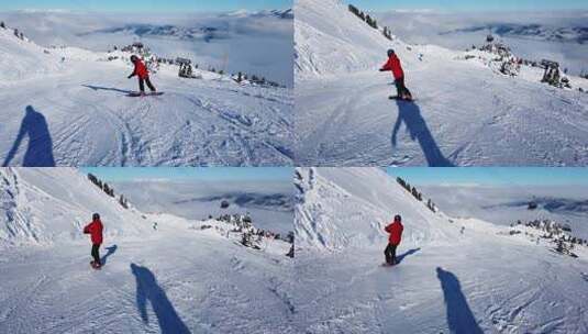 在雪山上滑雪的人高清在线视频素材下载