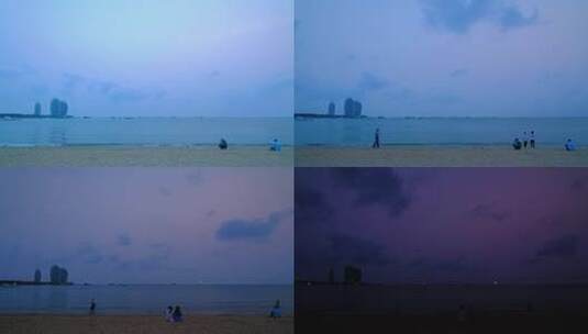 海南三亚海滩夜景延时高清在线视频素材下载