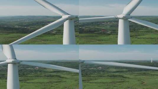 竖屏航拍户外山区风光新能源风力发电高清在线视频素材下载