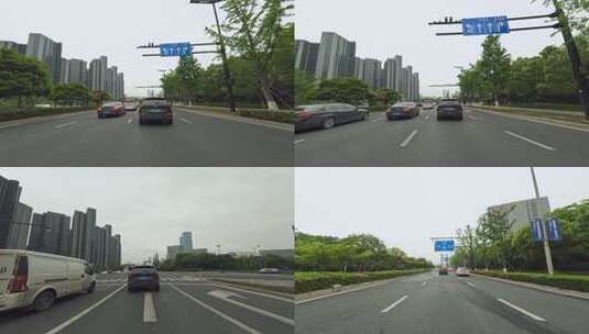 白天杭州市奔竞大道车头行车空镜高清在线视频素材下载