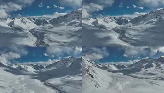 西藏德姆拉山纯净雪山航拍空镜高清在线视频素材下载