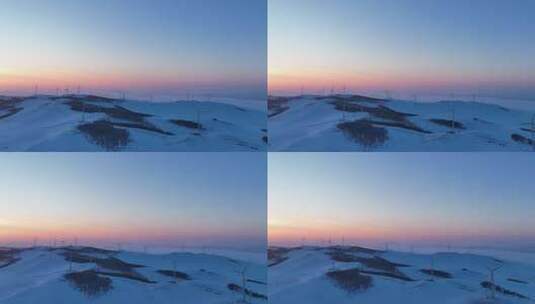 北方雪原山岭风力发电场高清在线视频素材下载