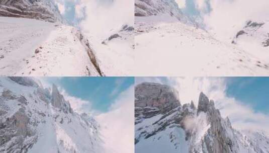 FPV航拍雪山之巅云层涌动企业发展雪山顶高清在线视频素材下载