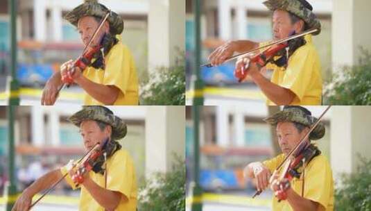 街头艺术家 小提琴高清在线视频素材下载