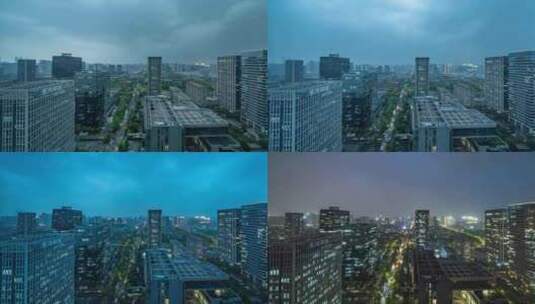 杭州滨江城市下雨天延时摄影高清在线视频素材下载