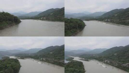 从下往上航拍河道景观高清在线视频素材下载