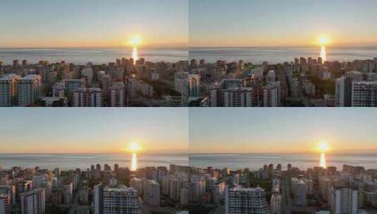 海边城市的日落高清在线视频素材下载