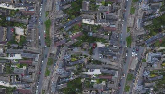 鸟瞰奇普坎普登村高街屋顶空中架空科茨沃尔德高清在线视频素材下载