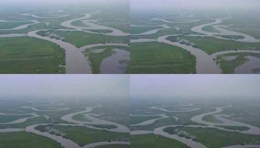 蜿蜒河水湿地航拍3高清在线视频素材下载