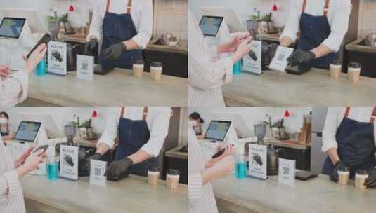 客人在咖啡店买咖啡高清在线视频素材下载