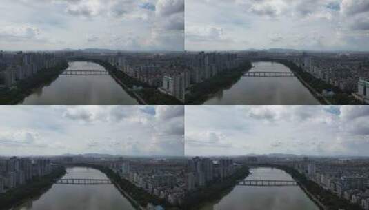 江西赣州城市蓝天白云城市大景全景航拍高清在线视频素材下载