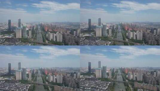 江苏无锡城市风光蓝天白云天际线国金中心高清在线视频素材下载