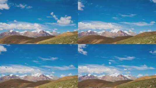 西藏拉萨甲岗雪山延时蓝天白云空境4k高清在线视频素材下载