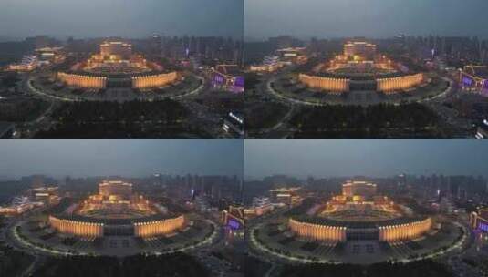 河南新乡市城市夜景灯光航拍高清在线视频素材下载