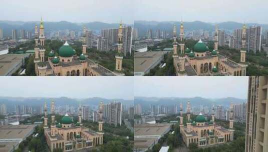 重庆清真寺航拍4K高清在线视频素材下载