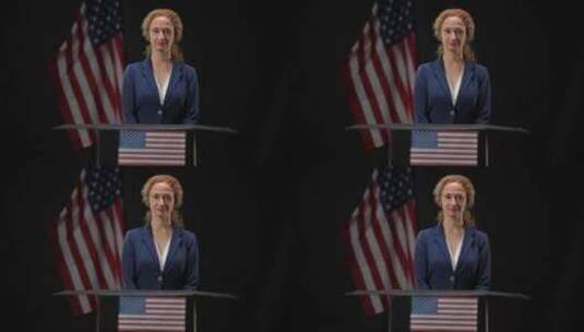 自信美丽的美国政治家女人站在论坛报看着镜头高清在线视频素材下载