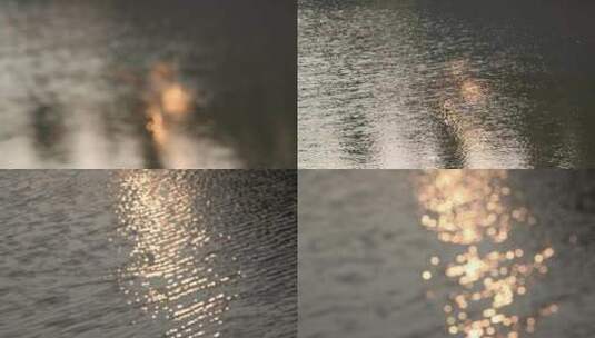 夕阳水面江面波光粼粼高清在线视频素材下载