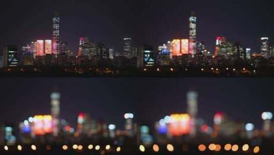 城市夜景光斑 城市夜景车流 北京夜晚高清在线视频素材下载