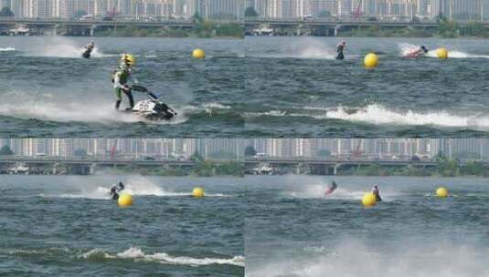 水上摩托艇比赛冲浪激情乘风破浪高清在线视频素材下载