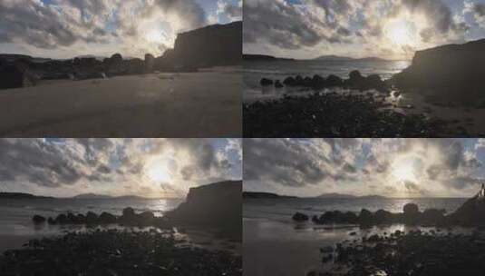 海边礁石清晨日出高清在线视频素材下载