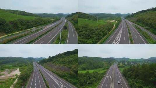 高速公路长镜头航拍高清在线视频素材下载