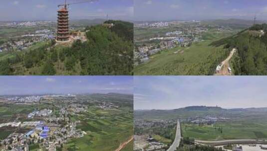 西宁市湟中县区航拍高清在线视频素材下载