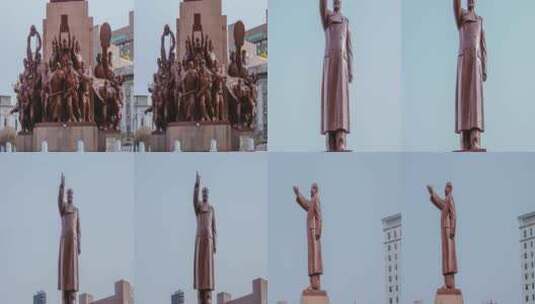 毛主席像沈阳中山广场雕像群(左右3D)高清在线视频素材下载