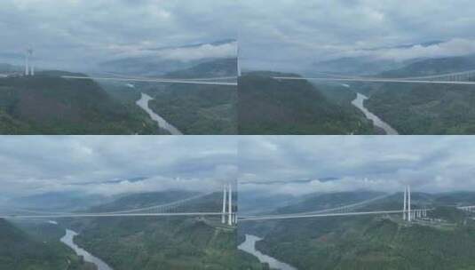 航拍云南保山龙江大桥超级工程建设高清在线视频素材下载