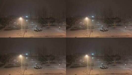 雪夜的路灯高清在线视频素材下载