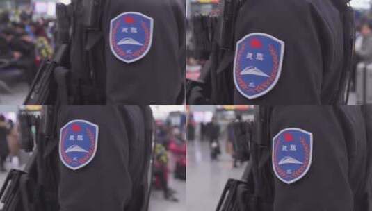 杭州东站特警 巡逻高清在线视频素材下载