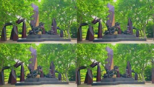 上海淞沪抗战纪念碑高清在线视频素材下载
