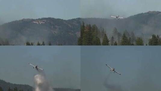 森林消防飞机高空投撒灭火材料高清在线视频素材下载