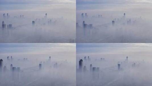 广州琶洲cbd平流雾高清在线视频素材下载