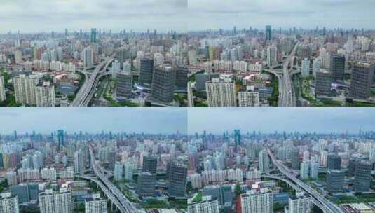 上海_鲁班路立交桥_城市建筑群高清在线视频素材下载
