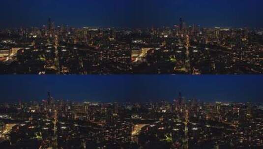 夜幕下令人惊叹的纽约夜景。从空中视角看，高清在线视频素材下载