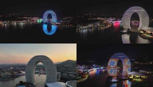 （合集）浙江湖州月亮广场月亮湾航拍高清在线视频素材下载