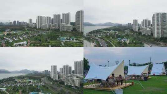 珠海海边公园帐篷露营美食节高清在线视频素材下载